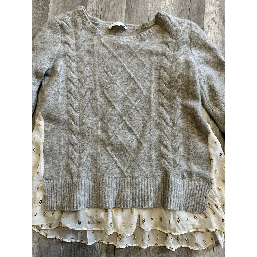 MAILLE CLU Gray Wool Cashmere Sweater Unique Details‎  Size Small - Picture 2 of 16